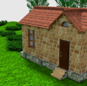 Vintage-Cottage-Haus mit Kamin 3D-Modell