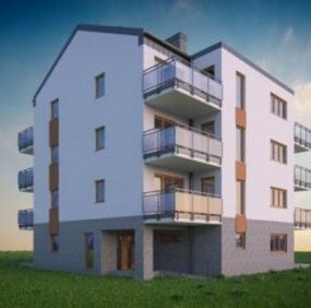 Modello 3d dell'edificio di appartamenti moderni dell'alloggiamento