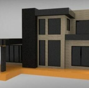 Modernes Haus Lowpoly Stil 3D-Modell