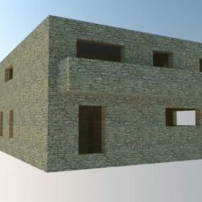 3д модель современного коробчатого дома
