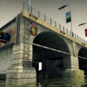 Średniowieczny kamienny most Model 3D