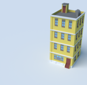 Immeuble d'appartements de 4 étages modèle 3D