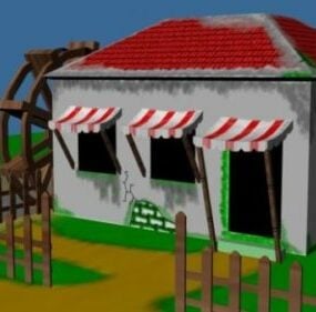 Modello 3d della piccola casa della città vecchia