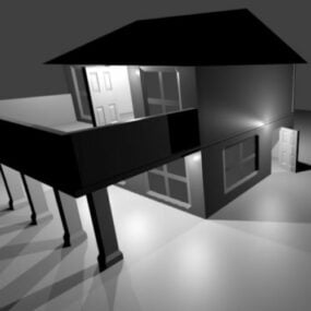Grunnleggende hus med belysning 3d-modell