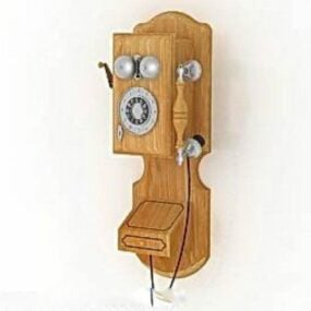 Model 3d Telepon Lama Kayu Antik