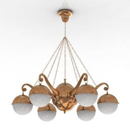 Modelo 3d de lâmpada de teto com brilho de bronze luxuoso