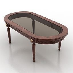 Oval Wooden Table 3d model