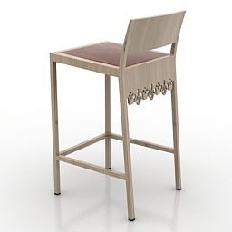 میله صندلی بلند چوبی طرح سه بعدی