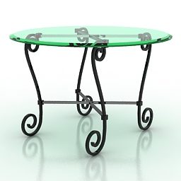 Glass Table Metal Legs 3d model