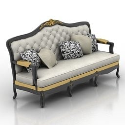 نموذج أريكة بذراع خشبي كلاسيكي ثلاثي الأبعاد