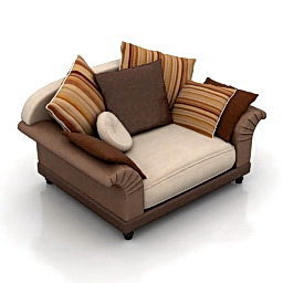 Home Armchair With Pillows 3d model