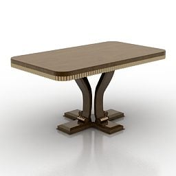 Wood Table Curved Legs 3d model
