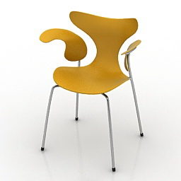 เก้าอี้พลาสติกสำนักงานสีเหลืองแบบ 3 มิติ