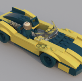 Yellow Lego Racing Car 3d model