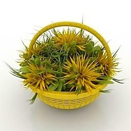 Basket Flowers 3d model