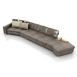Long Sofa With Pillows 3d model