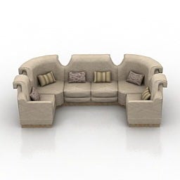 米色真皮组合沙发3d模型