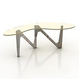 3D model zakřivený stůl s otočnými nohami