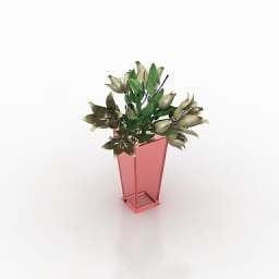 Pink Potted Flower 3d model