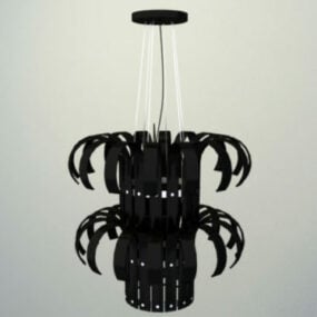 Modelo 3d de lâmpada pendente lustre preto