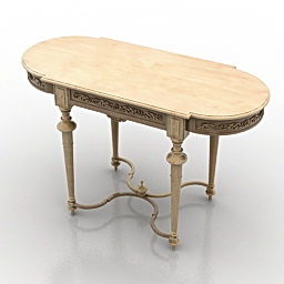 Woodden Oval Table 3d model