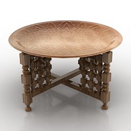 Klasický dřevěný kulatý stůl 3D model