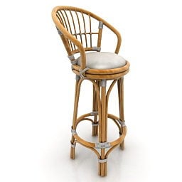 대나무 하이 바 의자 3d 모델