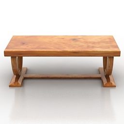 Wooden Rectangle Table 3d model