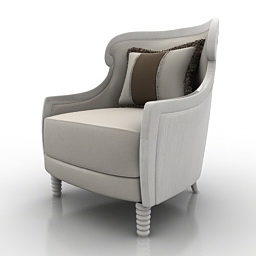 Basic Armchair Design With Pillows 3d model
