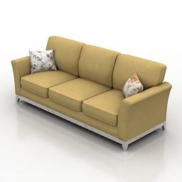 Sofa Da 3 Chỗ Mẫu 3d