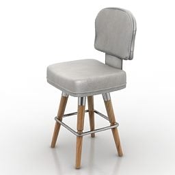 Pad Chair Wood Legs 3d model