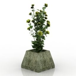 Concrete Pot Flower 3d model