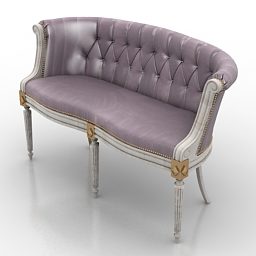 Purple Leather Sofa 3d model