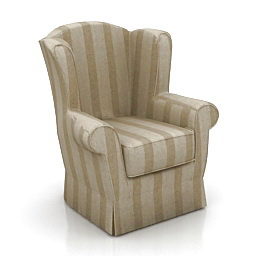 Wing-back Armchair Classic Style 3d model