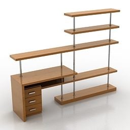 Working Table With Shelves 3d model