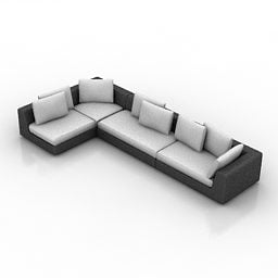 Black White Leather Sofa Corner 3d model