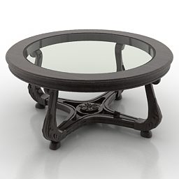 Black Frame Round Glass Table 3d model