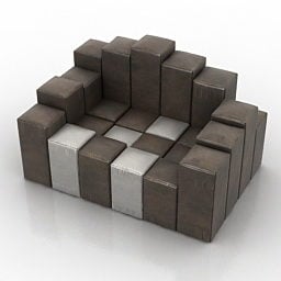 3д модель дивана в кубическом стиле