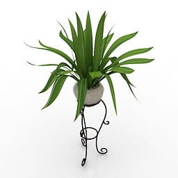 Vaso per piante da interno con supporto in ferro modello 3d