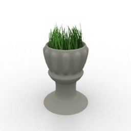 Classic Pot With Plant 3d model