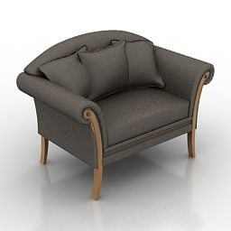 3д модель тканевого кресла Chesterfield