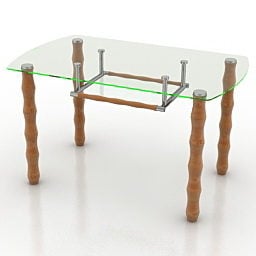 Glass Table Bamboo Legs 3d model