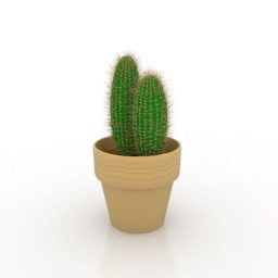 Cactus en récipient d'argile modèle 3D