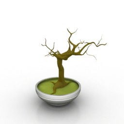 磁器の花瓶盆栽の木の装飾3Dモデル