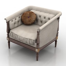 Chesterfield Armchair Beige Leather 3d model