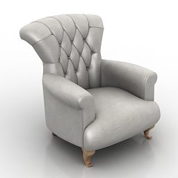Wingback Leather Armchair 3d model