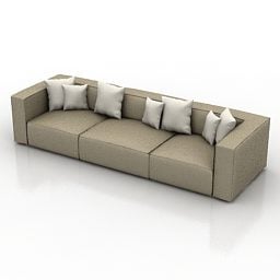 Домашній диван 3 місця з подушками 3d модель