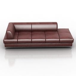 Lounge Sofa Brown Leather 3d model