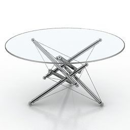 Round Glass Table Chrome Legs 3d model