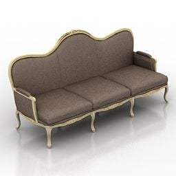 Model 3d Sofa Camelback Klasik Kulit Coklat